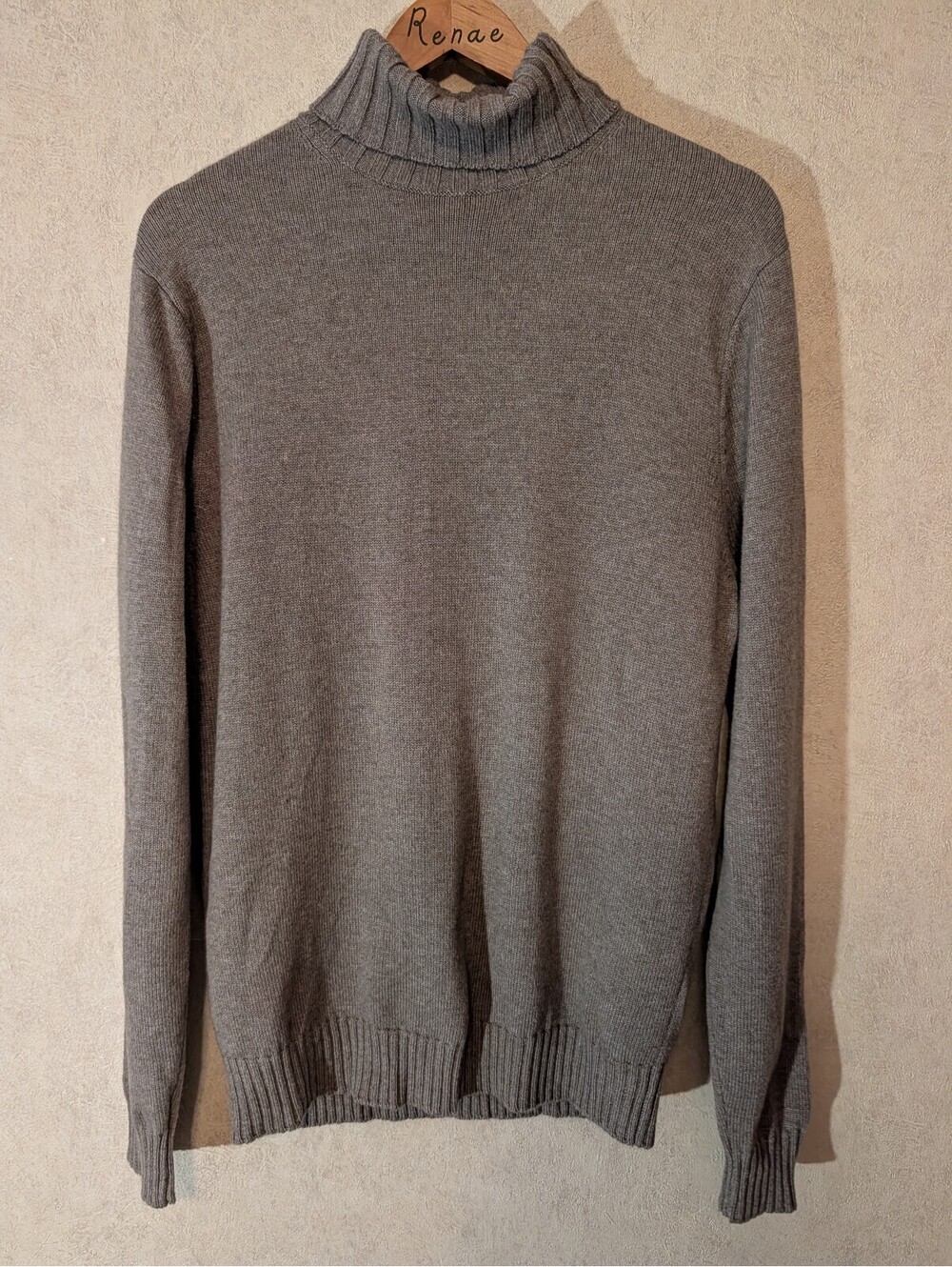 SUITSUPPLY Mens taupe wool cashmere turtleneck sweater sz L